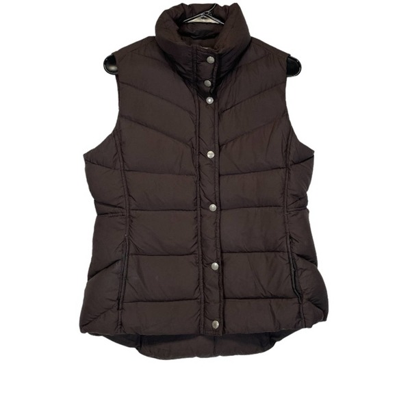 J. Crew Brown Puffer Sleeveless Full Zip Down Vest Size M